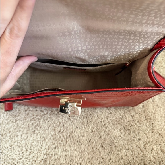 Kate Spade Red Crocodile-Embossed Handbag